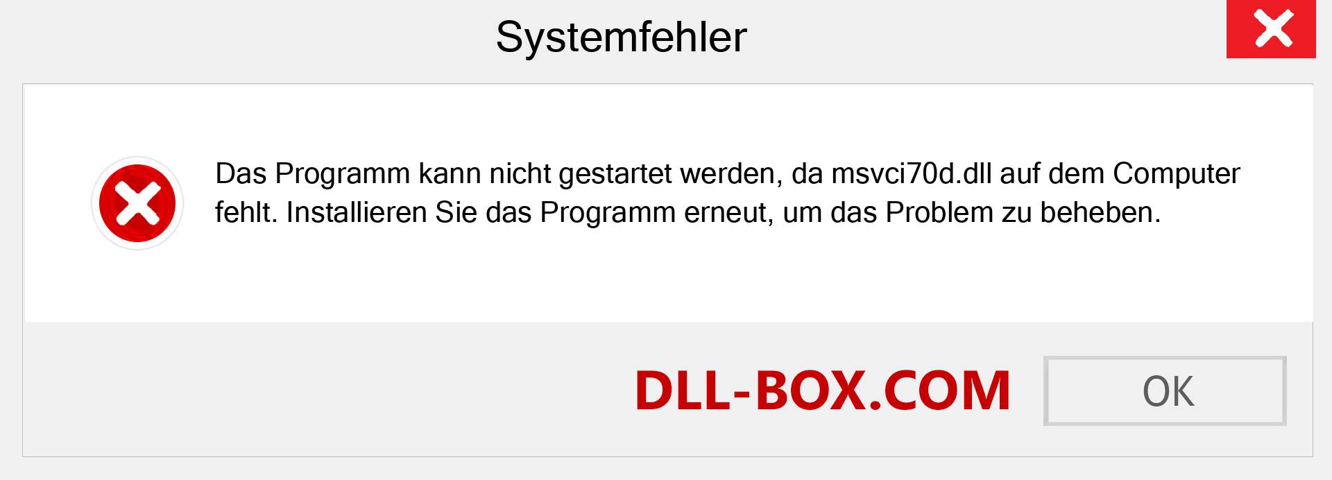 msvci70d.dll-Datei fehlt?. Download für Windows 7, 8, 10 - Fix msvci70d dll Missing Error unter Windows, Fotos, Bildern