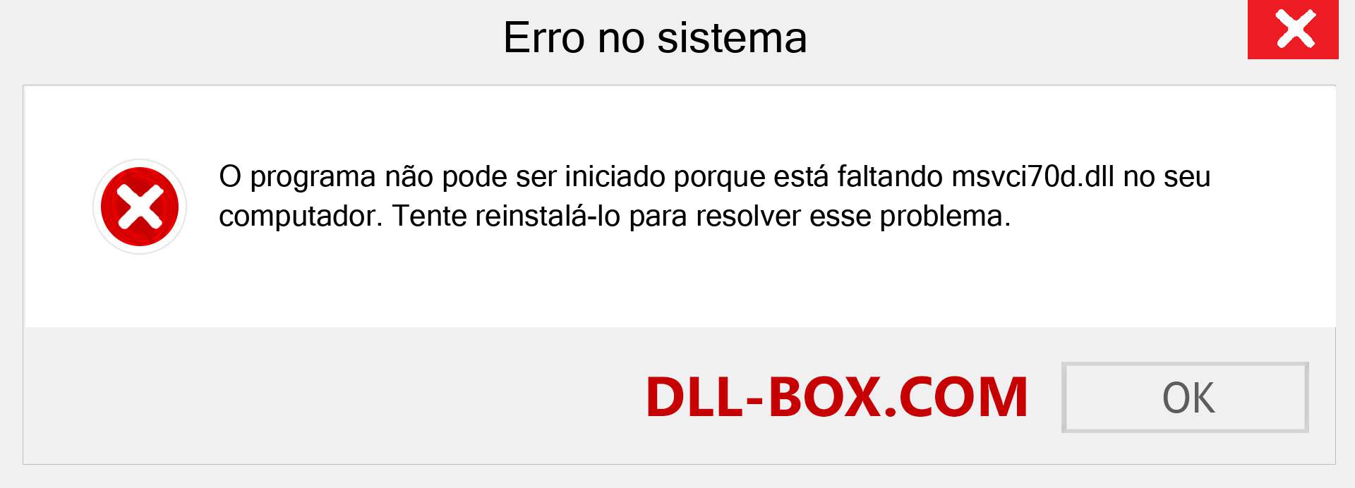 Arquivo msvci70d.dll ausente ?. Download para Windows 7, 8, 10 - Correção de erro ausente msvci70d dll no Windows, fotos, imagens